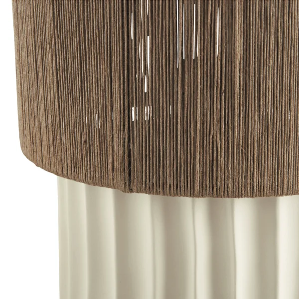 Natural Pottery Column Base and Hand-Woven Jute Top Table Lamp - Image 2