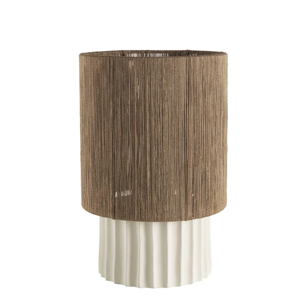 Natural Pottery Column Base and Hand-Woven Jute Top Table Lamp