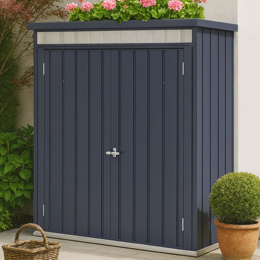 Oliveira Decor Furniture Anthracite Outdoor Storage Cupboard Cupboards Box Boxes Deck Cushion Terrace Blacony Garden Weatherproof