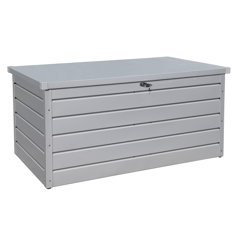 Oliveira Decor Furniture Silver Outdoor Storage Box Cupboard Cupboards Boxes Deck Cushion Terrace Balcony Garden Weatherproof