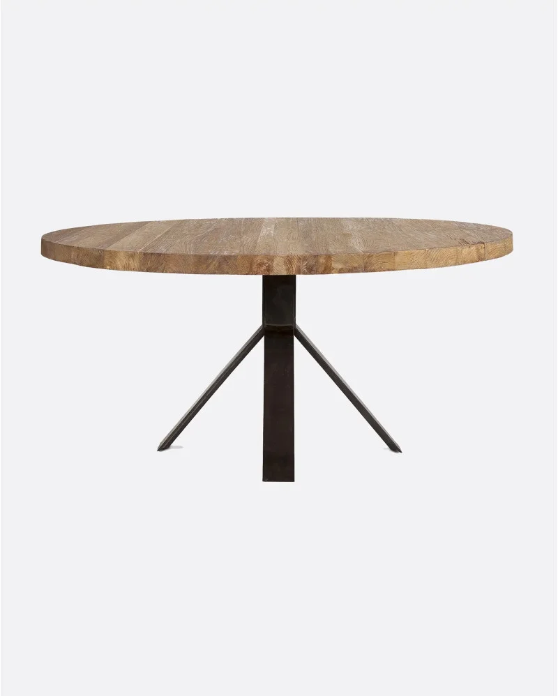 JATI dining table in recycled teak wood and iron x high - 111111