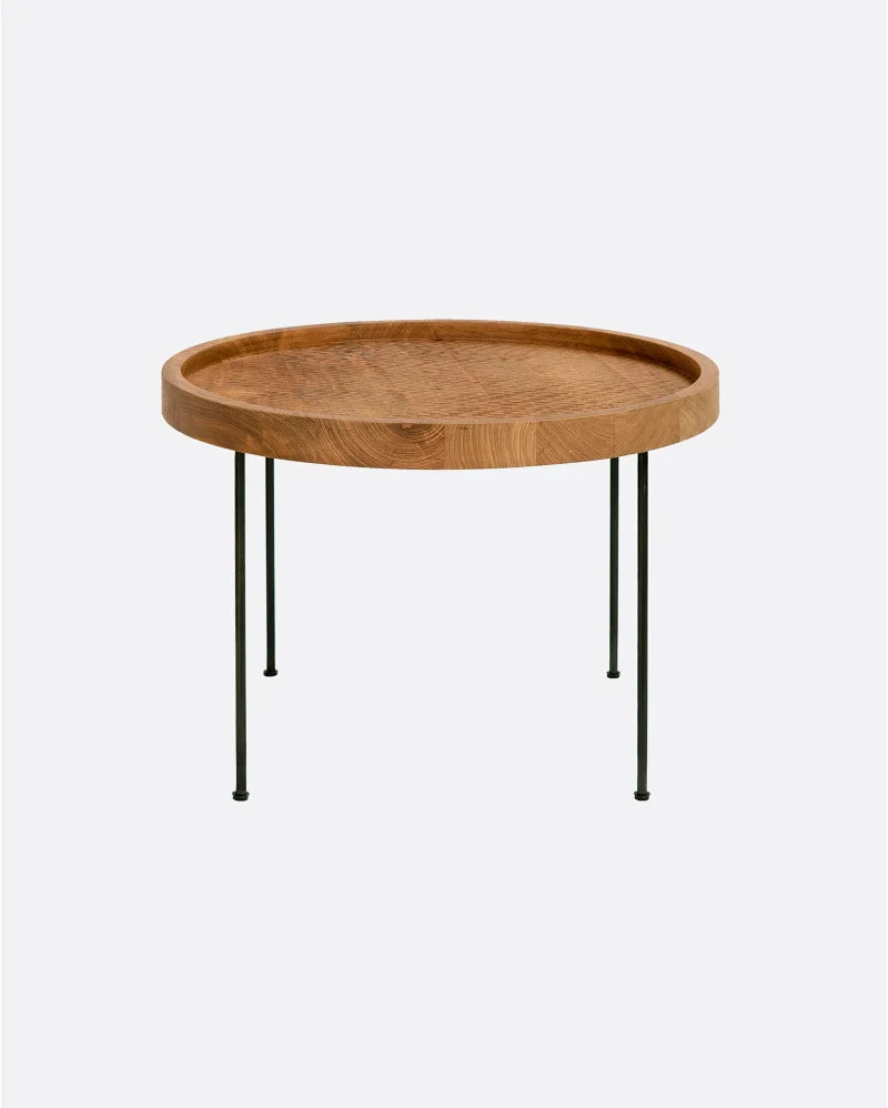 GEDE side table in recycled teak wood and iron x high - 113195