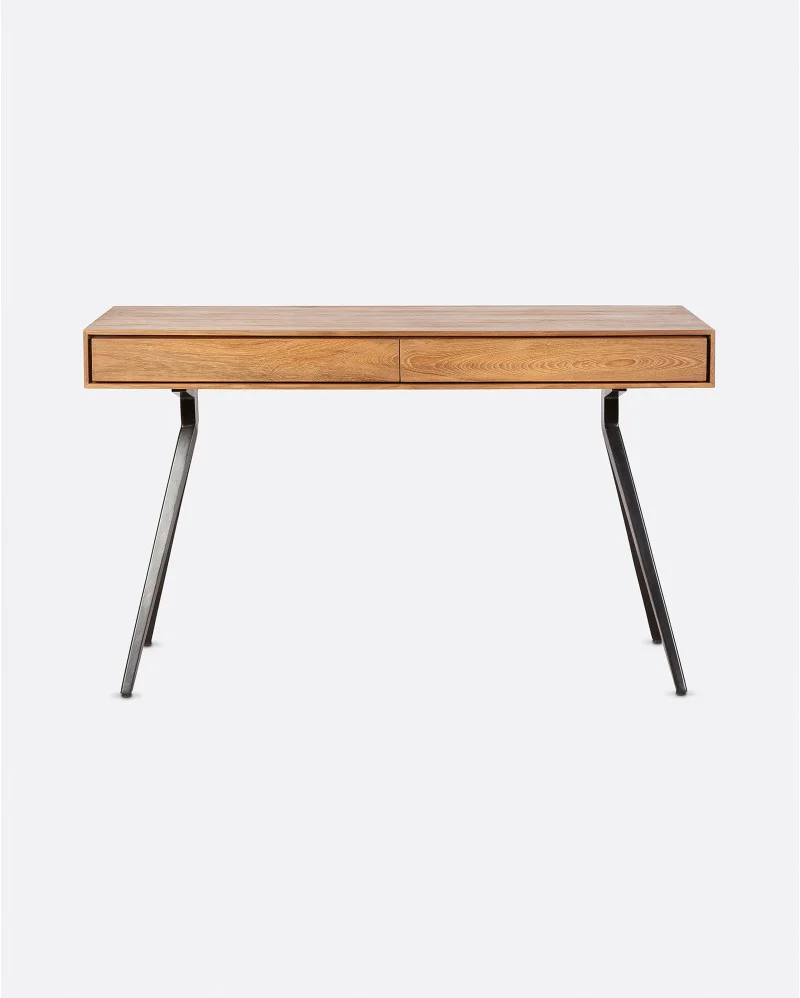 MAJESTI desk in recycled teak wood and iron in natural colour - 116001