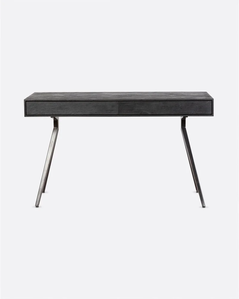 MAJESTI desk in recycled teak wood and iron in black colour - 116002
