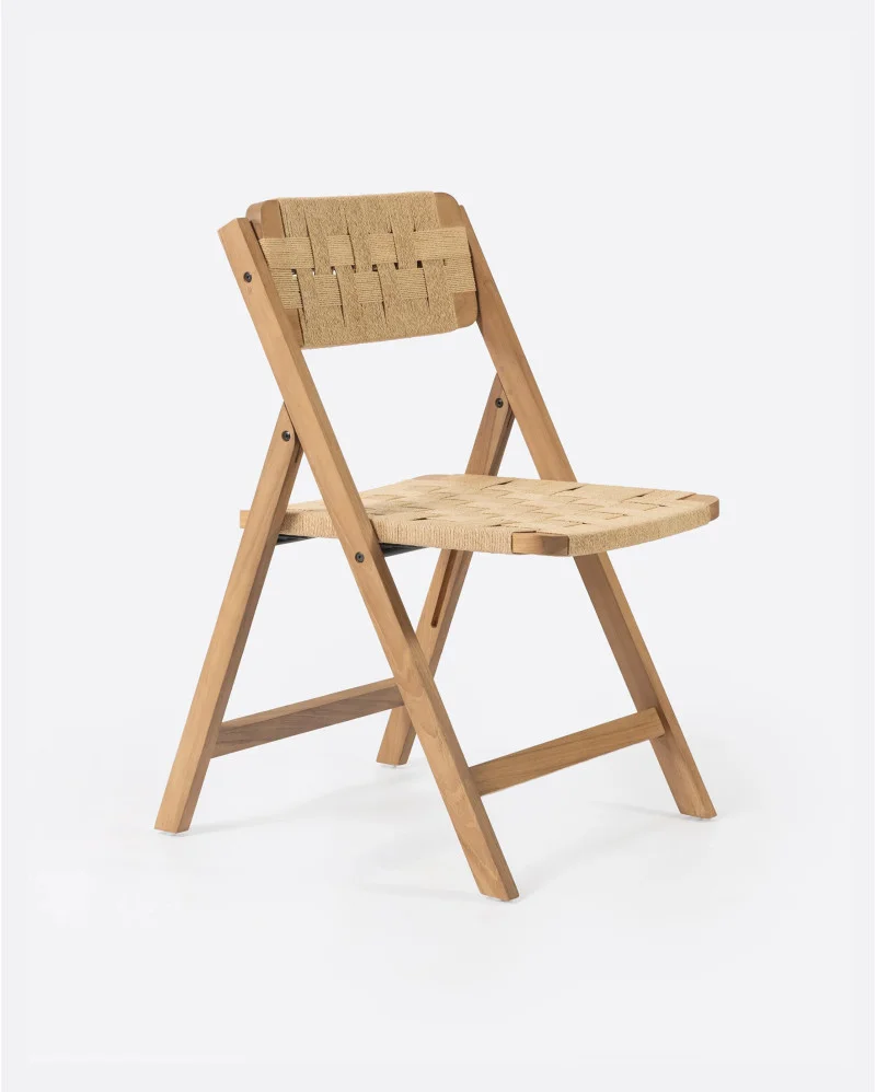 CORA folding chair in teak wood and paper cord in natural colour - 121098