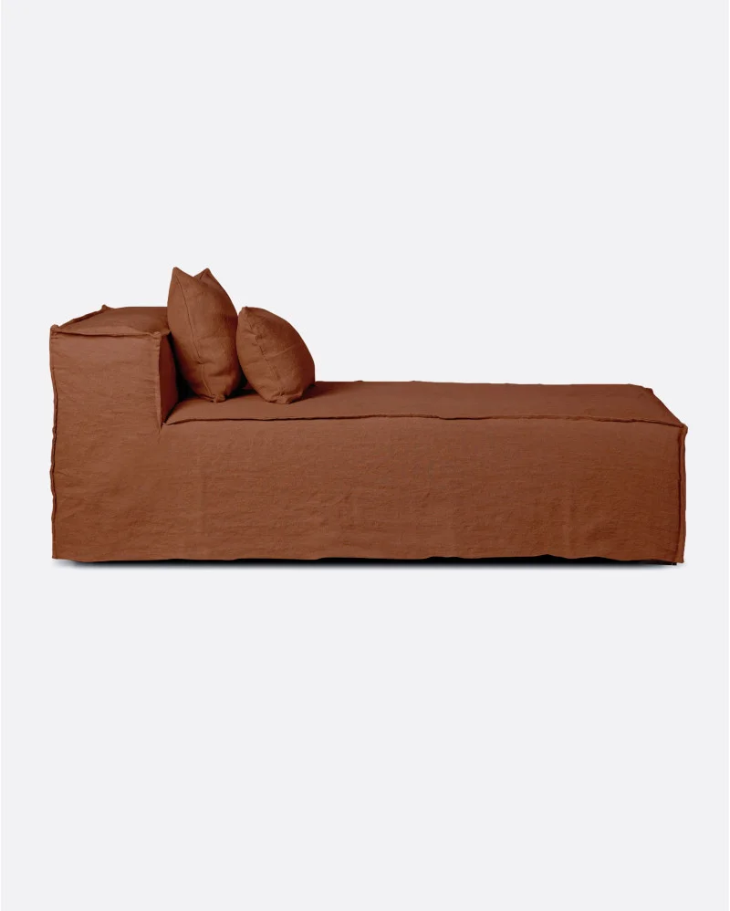 STROZZI 1-seater sofa with linen cover in terracotta colour - 122344