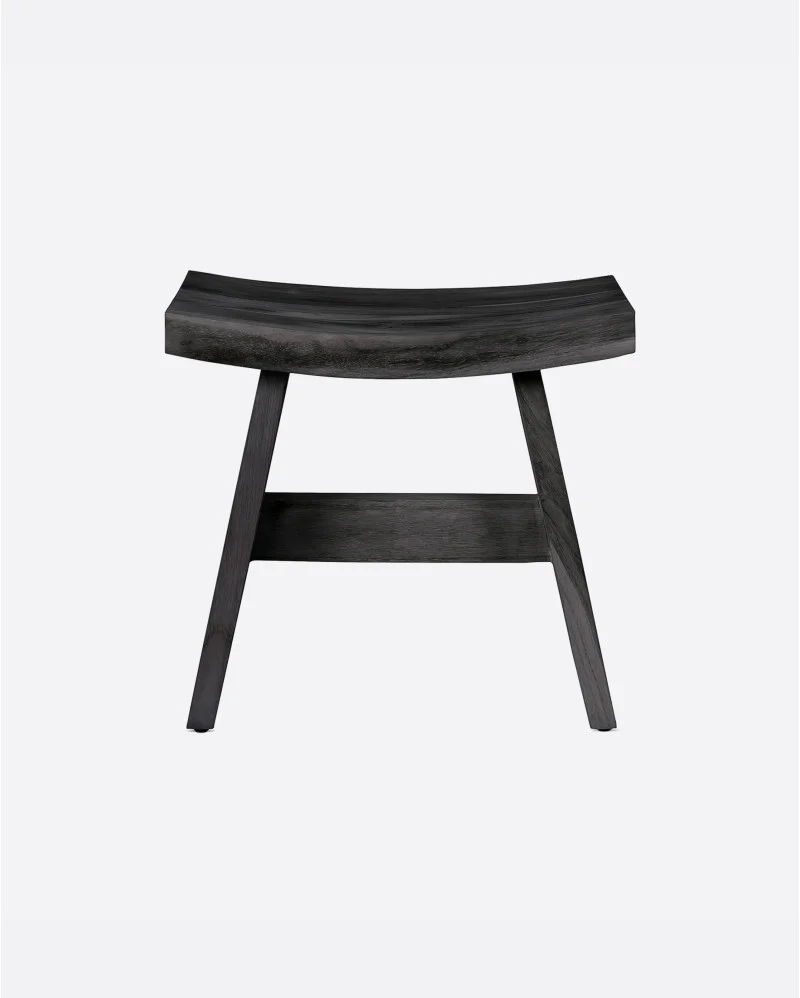 U stool in teak wood in black colour - 124022
