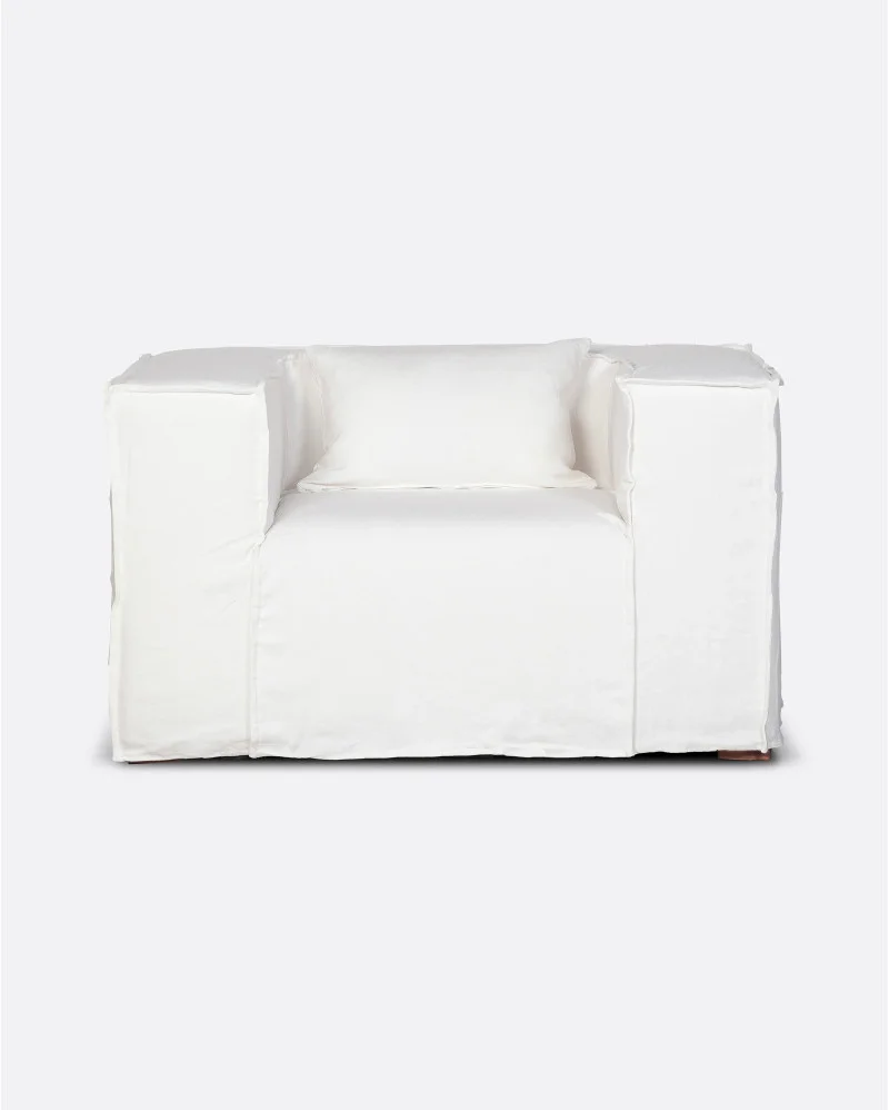 STROZZI 1-seater sofa with linen cover in white colour - 125051
