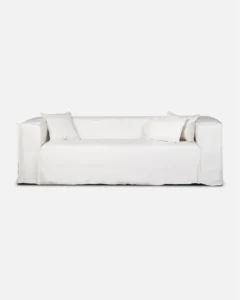 STROZZI 2/3-seater sofa with linen cover in white colour - 125052
