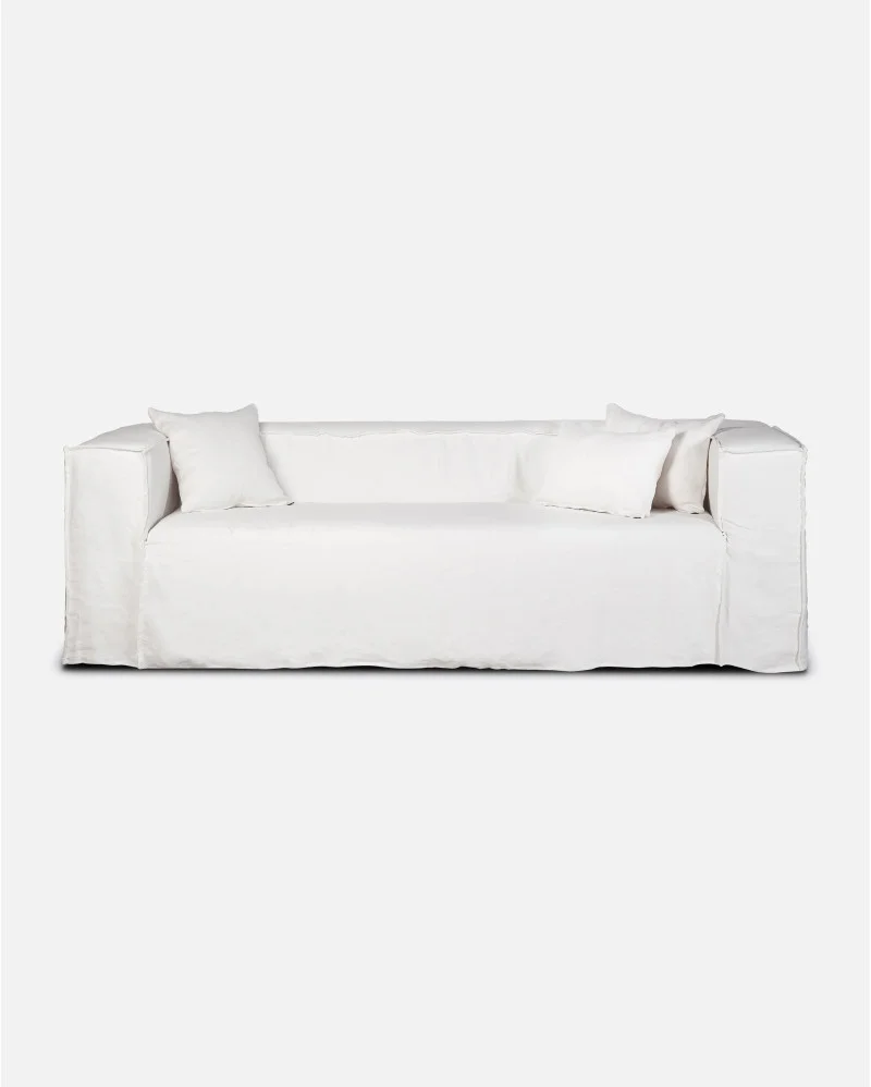 STROZZI 2/3-seater sofa with linen cover in white colour - 125052