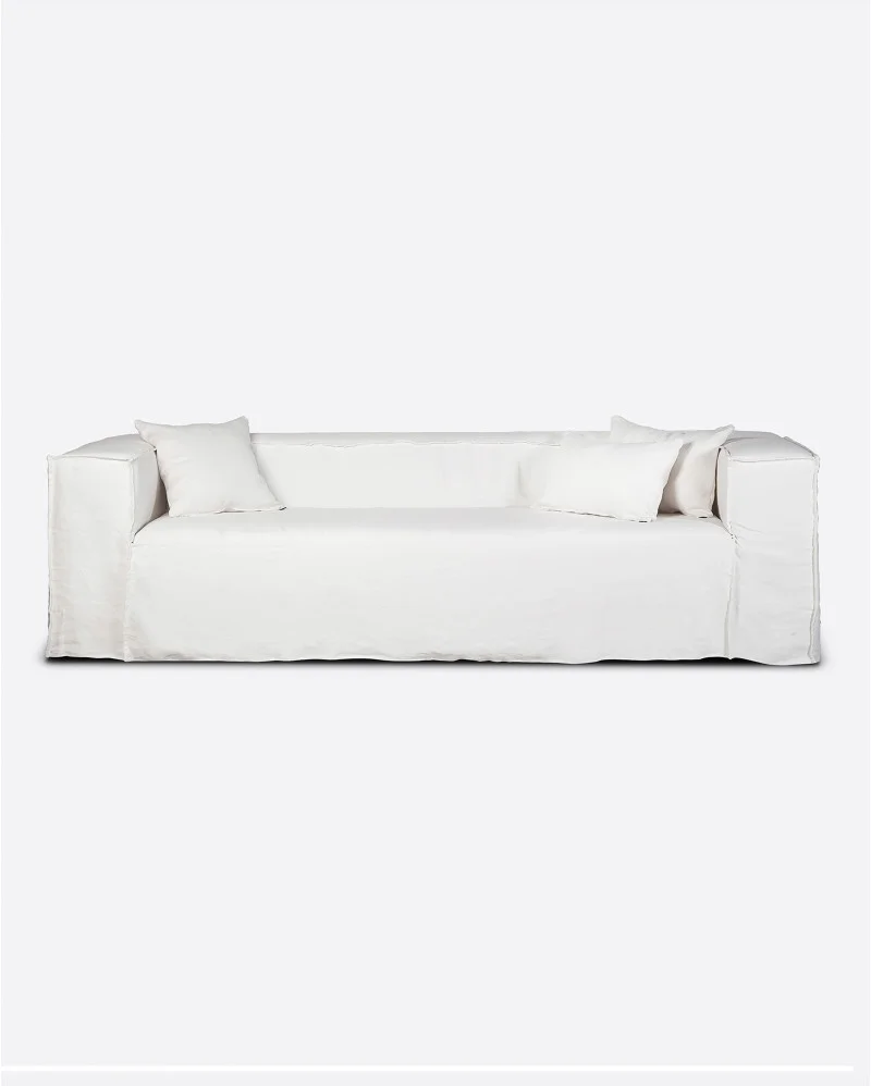 STROZZI 3/4-seater sofa with linen cover in white colour - 125053