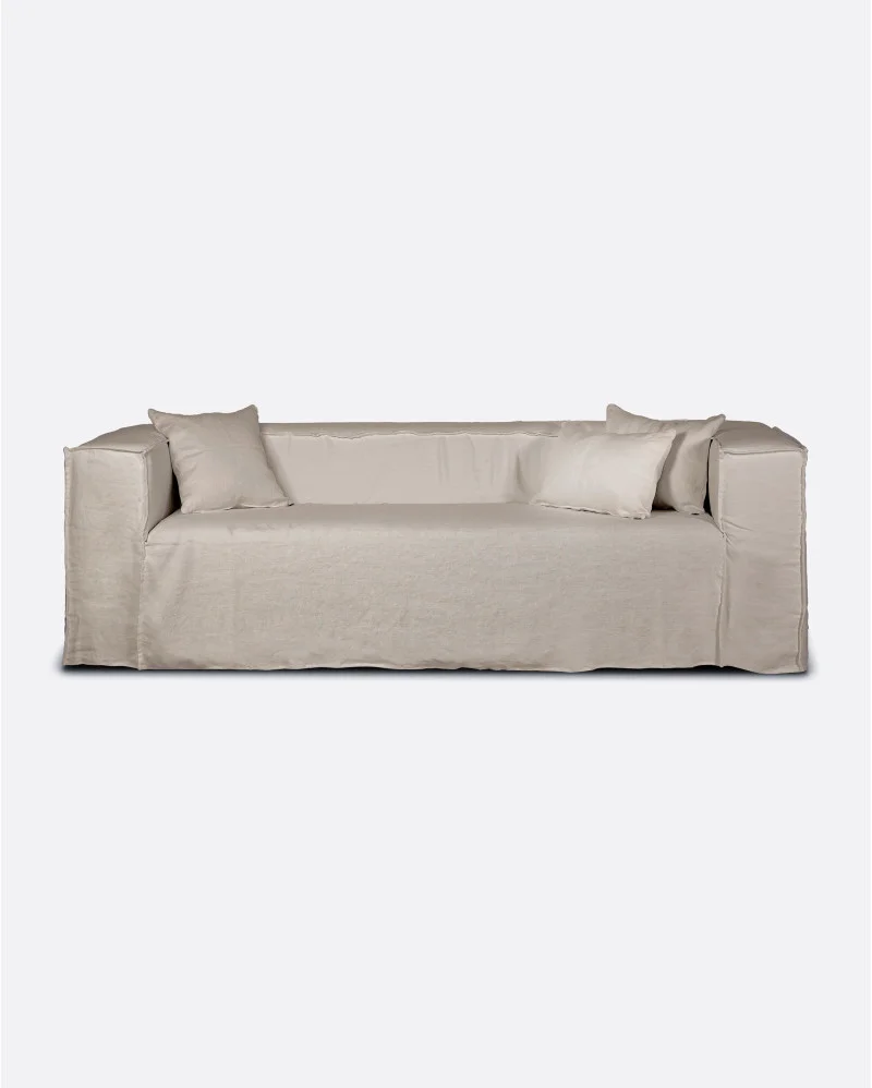 Sofa STROZZI 2/3-seater with linen cover in natural colour - 125062