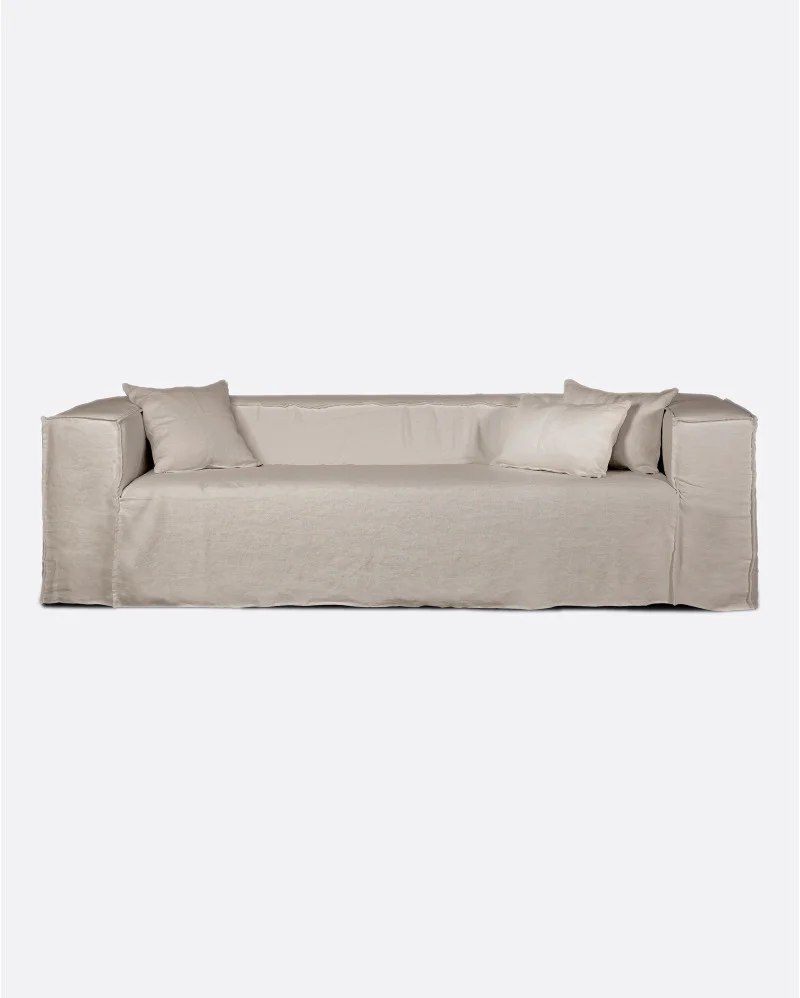 STROZZI 3/4-seater sofa with linen cover in natural colour - 125063