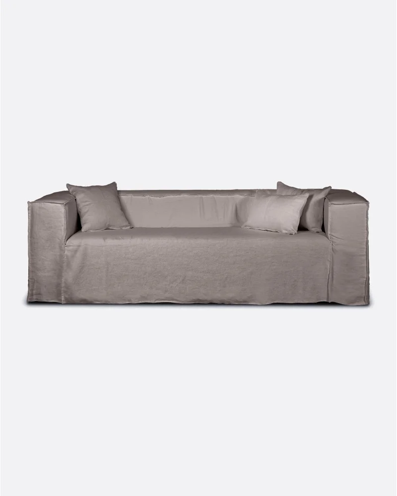 STROZZI 2/3-seater sofa with linen cover in taupe colour - 125072