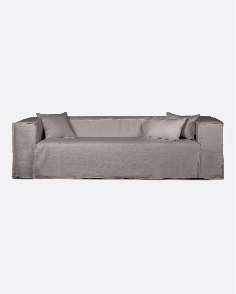 STROZZI 3/4-seater sofa with linen cover in taupe colour - 125073