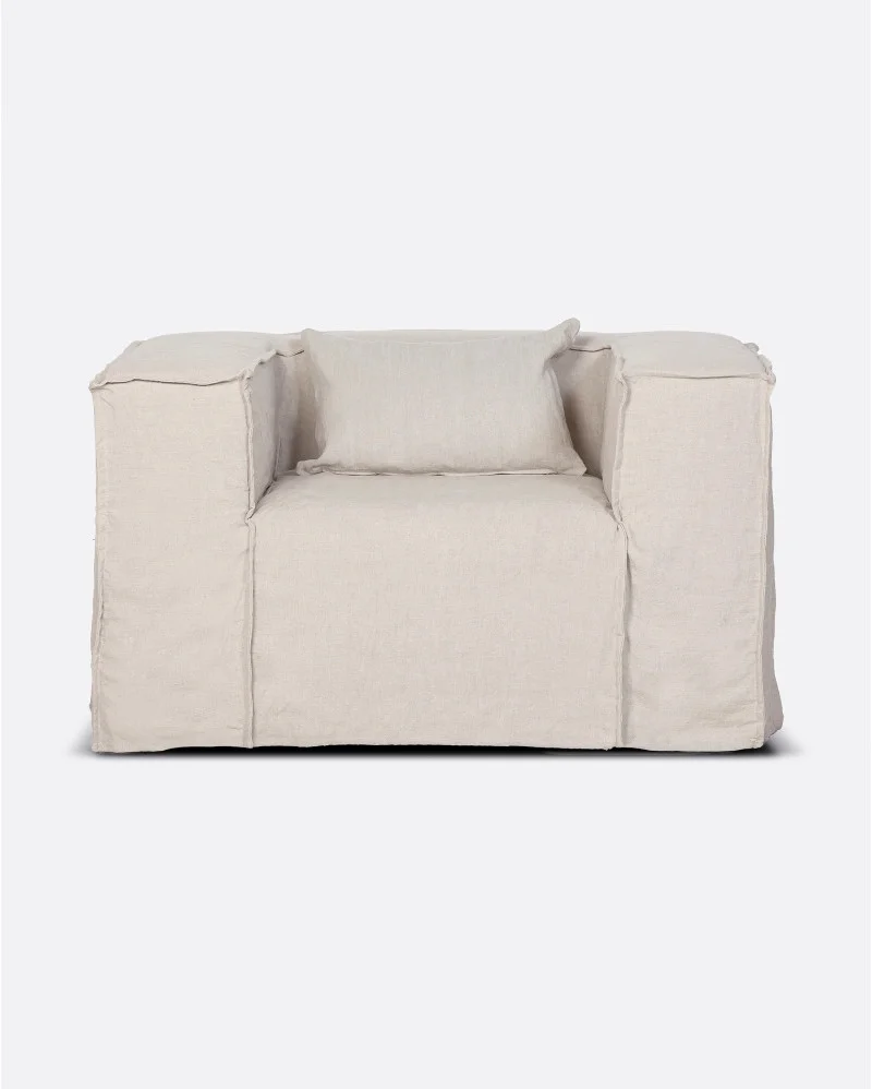 STROZZI 1-seater sofa with linen cover in cross colour - 125101