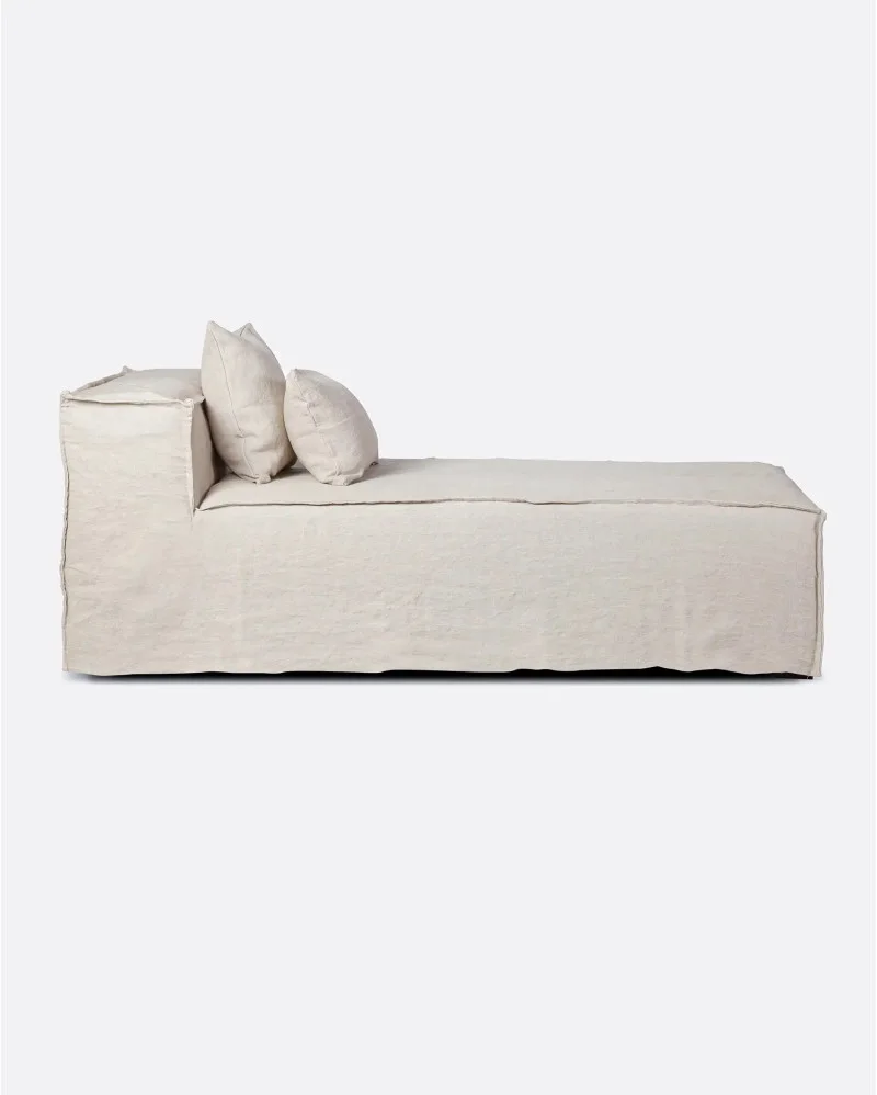 STROZZI chaise longue with linen cover in cross colour - 125104