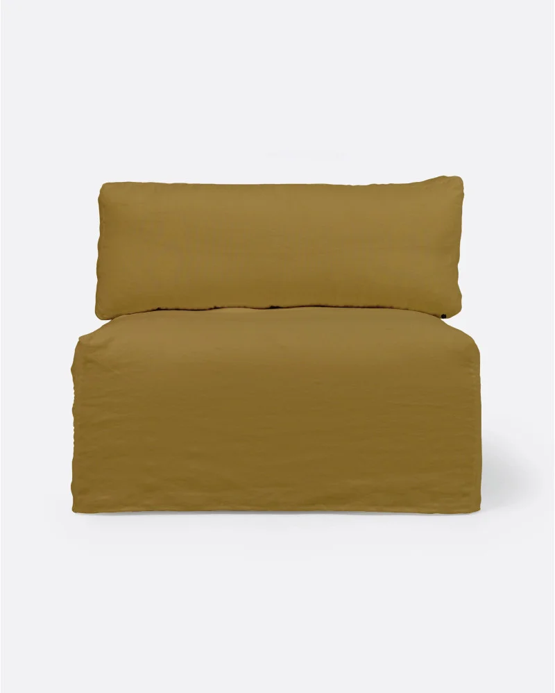 BEETHOVEN sofa central unit with cover in linen in mustard colour - 125147