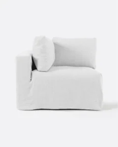 BEETHOVEN sofa end unit with cover in linen in white colour - 125153