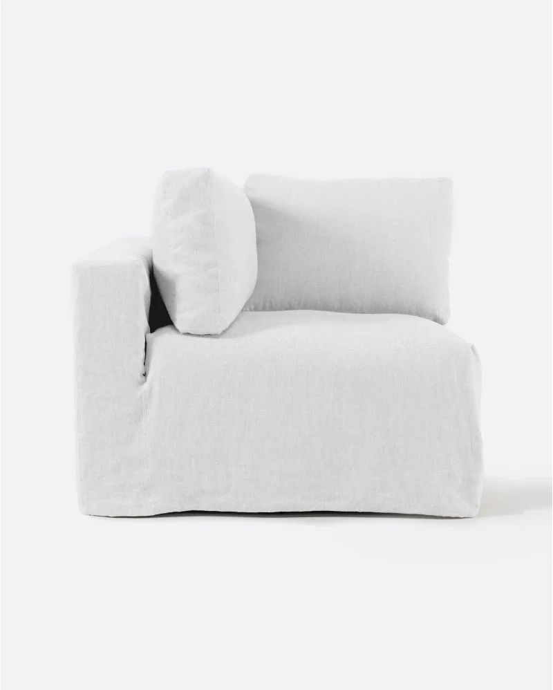 BEETHOVEN sofa end unit with cover in linen in white colour - 125153