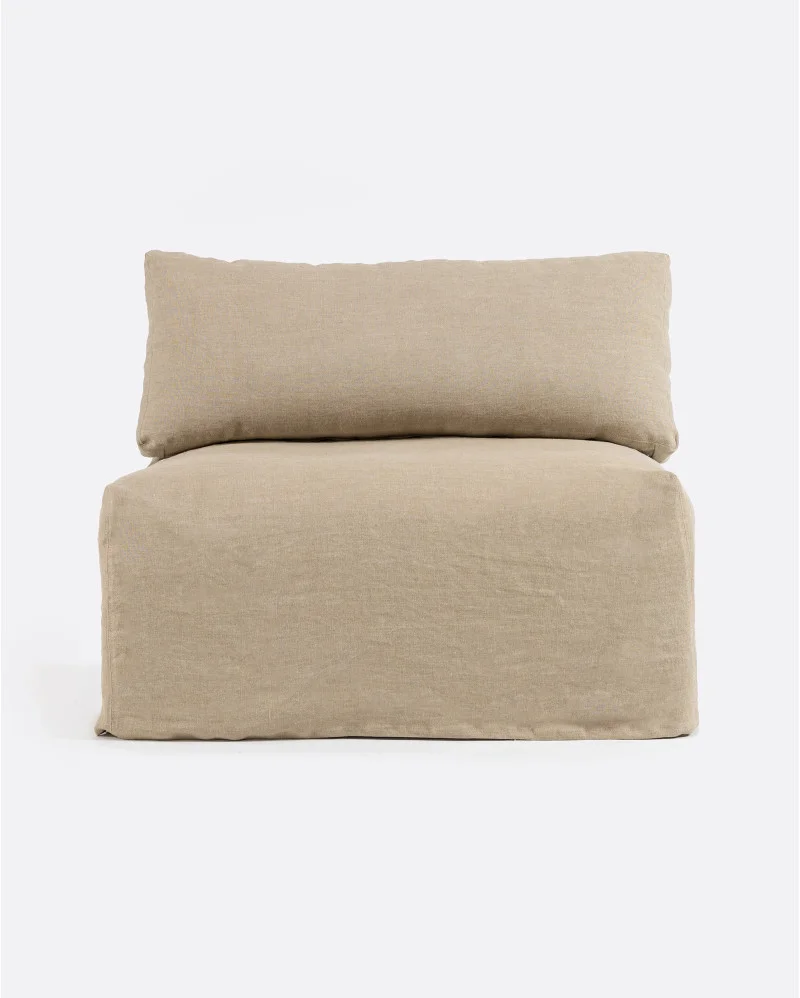 BEETHOVEN sofa central module with cover in linen in natural colour - 125162