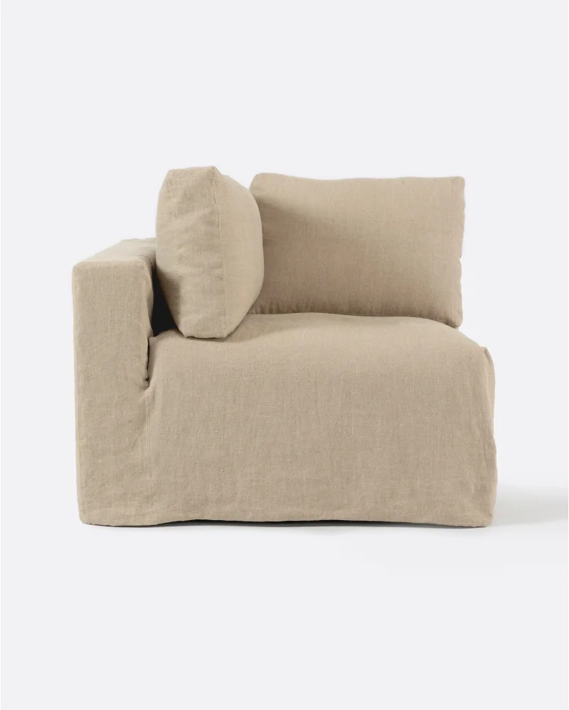 BEETHOVEN sofa end unit with cover in linen in natural colour - 125163
