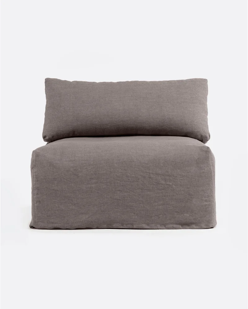 BEETHOVEN sofa central module with cover in linen in taupe colour - 125172