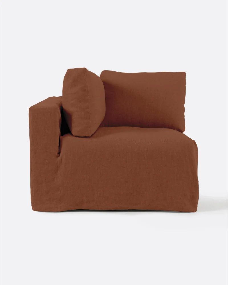 BEETHOVEN sofa end unit with cover in linen in white terracotta - 125177