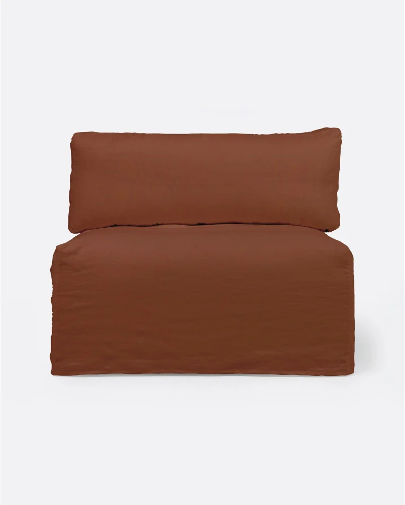 BEETHOVEN sofa central unit with cover in linen in terracotta colour - 125188