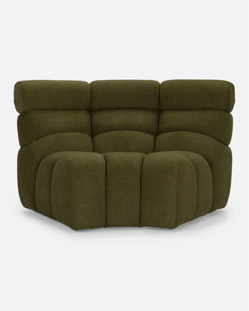 CHOPIN modular round corner sofa in recycled olefin in moss colour - 125235