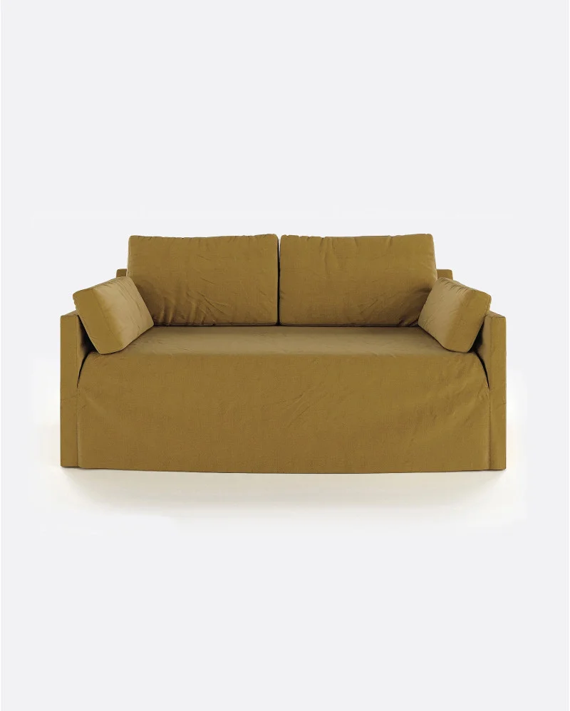 BEETHOVEN LINEAL 2-seater sofa in linen mustard - 125299