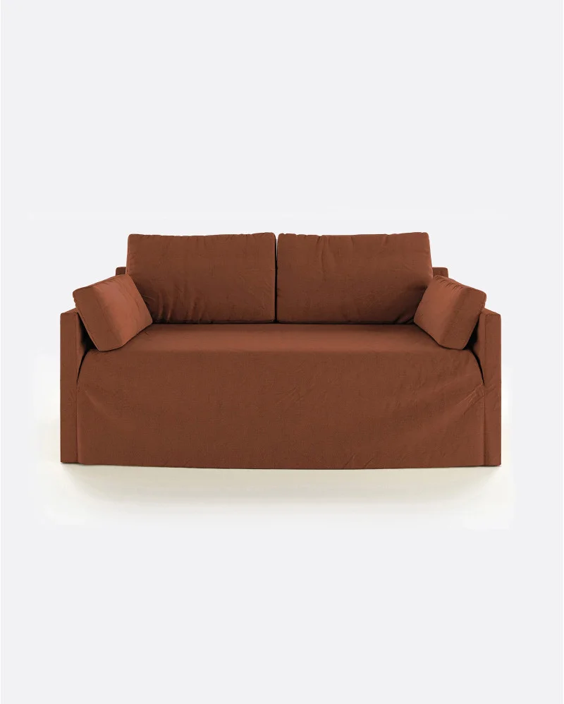 BEETHOVEN LINEAL 2-seater sofa in linen terracotta - 125302