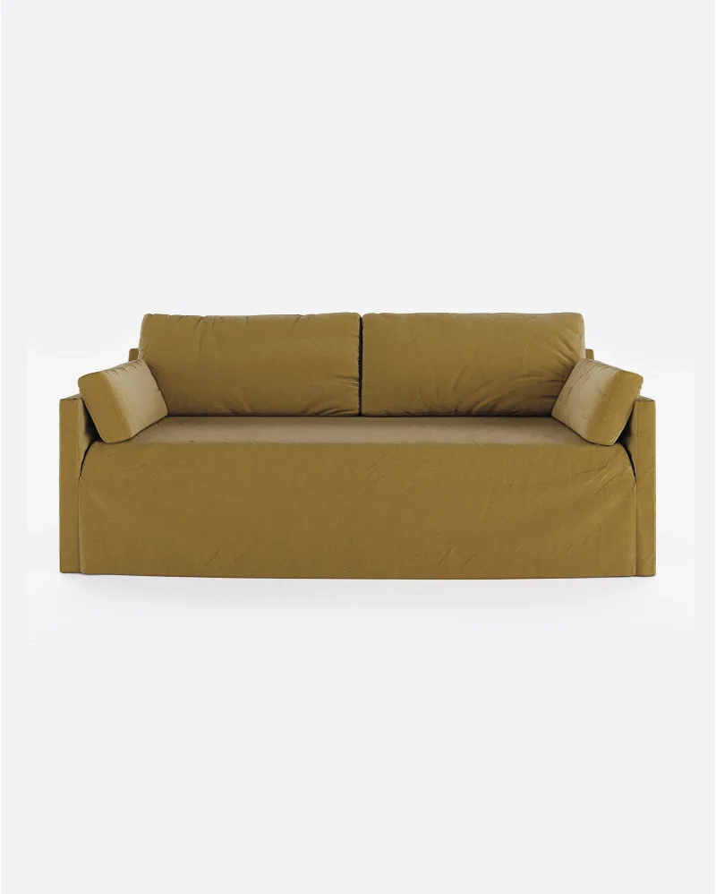 BEETHOVEN LINEAL 3-seater sofa in linen mustard - 125312