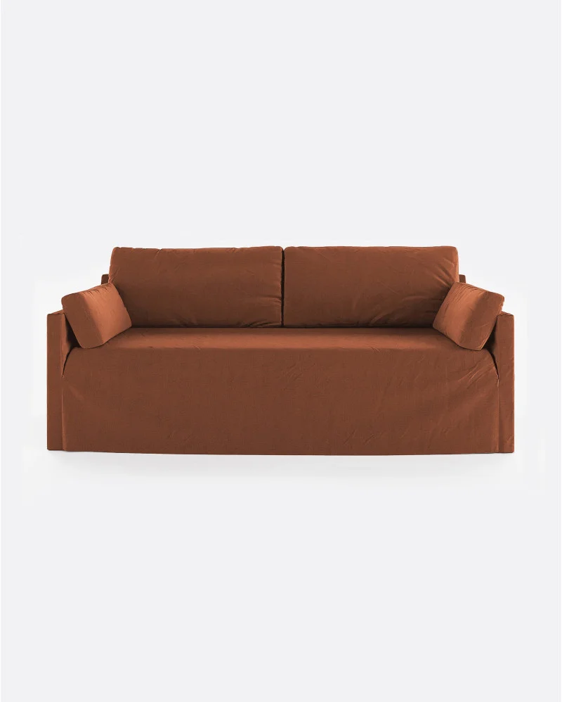 BEETHOVEN LINEAL 3-seater sofa in linen terracotta - 125315