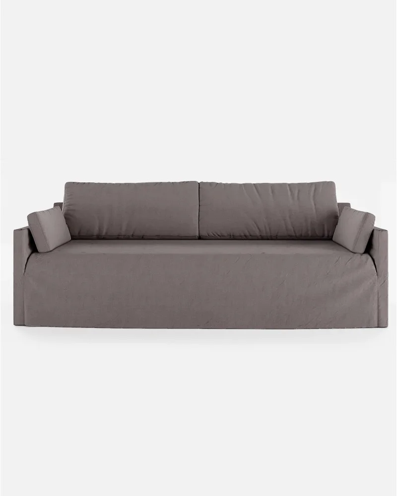BEETHOVEN LINEAL 4-seater sofa in linen taupe - 125322