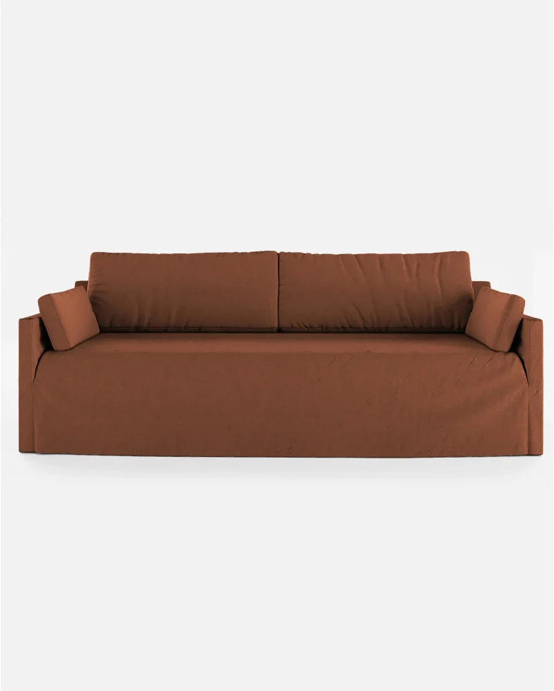 BEETHOVEN LINEAL 4-seater sofa in linen terracotta - 125328