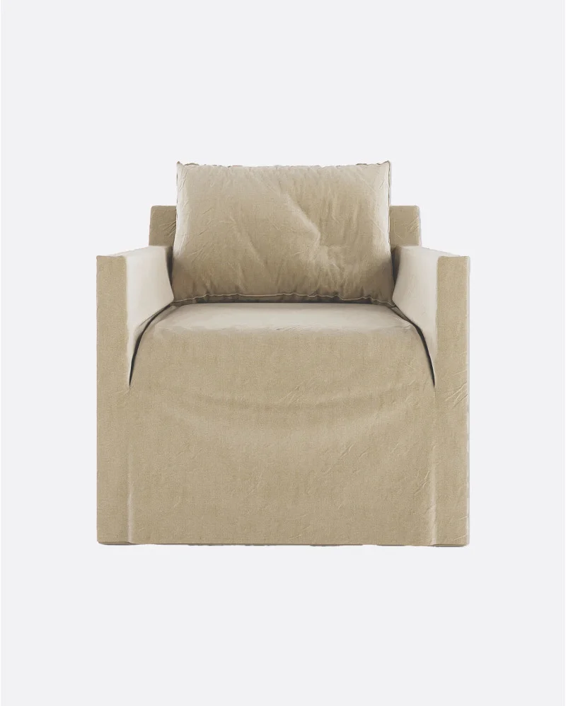 BEETHOVEN LINEAL 1-seater sofa in linen natural - 125332