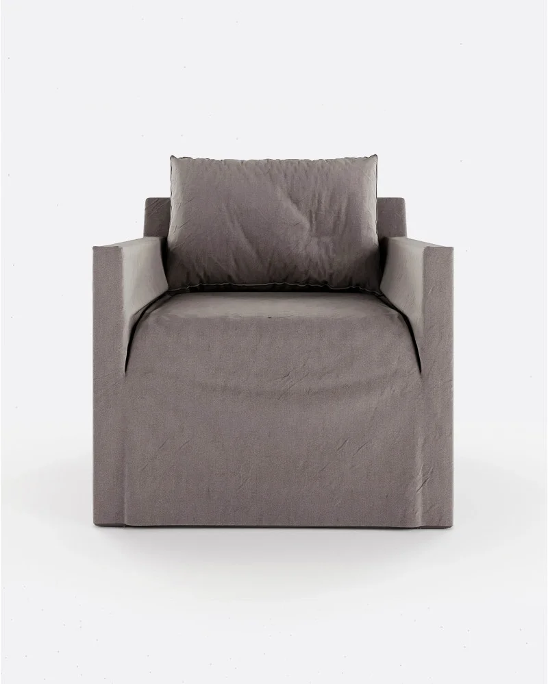 BEETHOVEN LINEAL 1-seater sofa in linen taupe - 125334