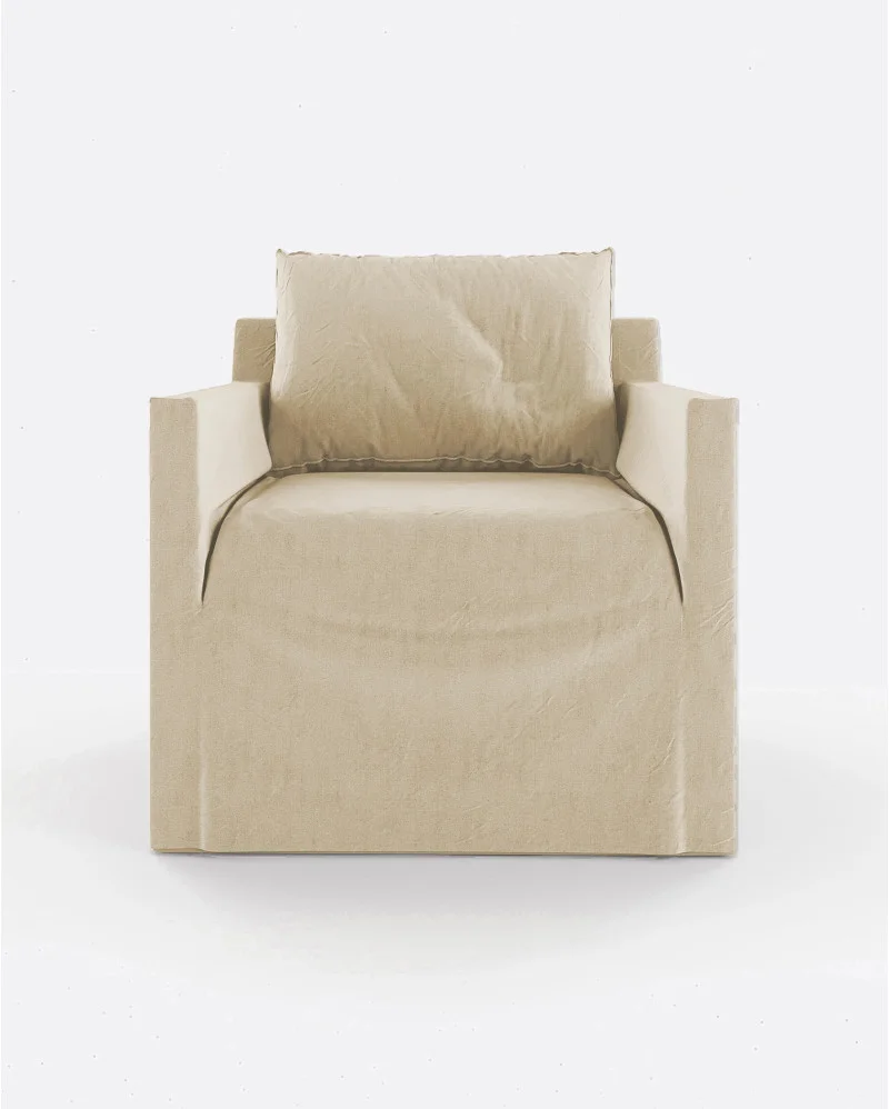 BEETHOVEN LINEAL 1-seater sofa in linen cross - 125336