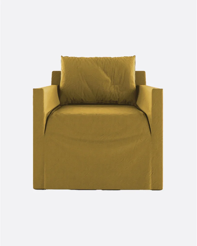 BEETHOVEN LINEAL 1-seater sofa in linen mustard - 125338