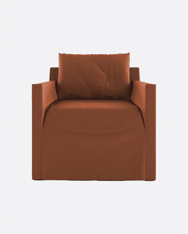 BEETHOVEN LINEAL 1-seater sofa in linen terracotta - 125340