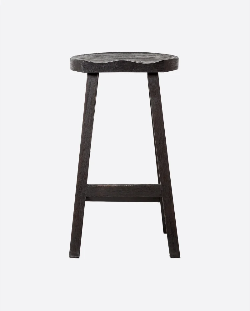 KING high stool in recycled teak wood in black colour - 128023
