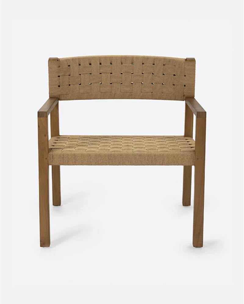 CORA lounge chair in teak wood and paper cord in natural colour - 129011