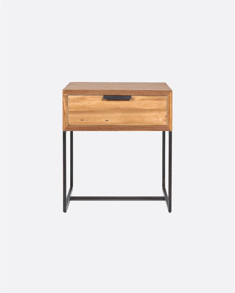 BANJAR bedside table in recycled teak wood and iron - 141011