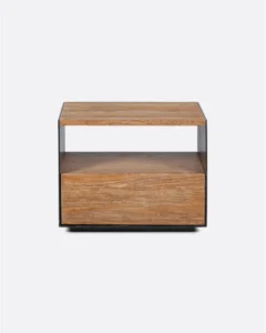 GEOX bedside table in recycled teak wood and iron - 141031