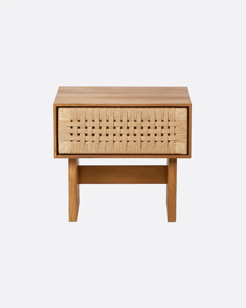 CORA bedside table in recycled teak wood and paper cord - 141061