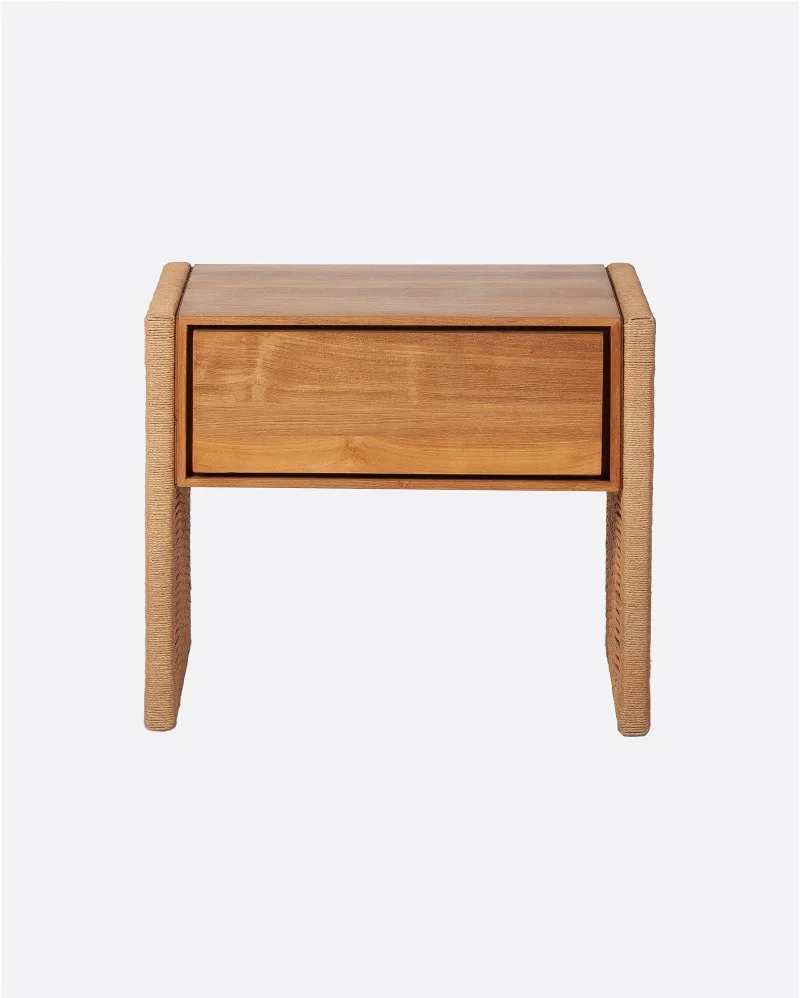 TAROK bedside table in recycled teak and paper cord - 141071