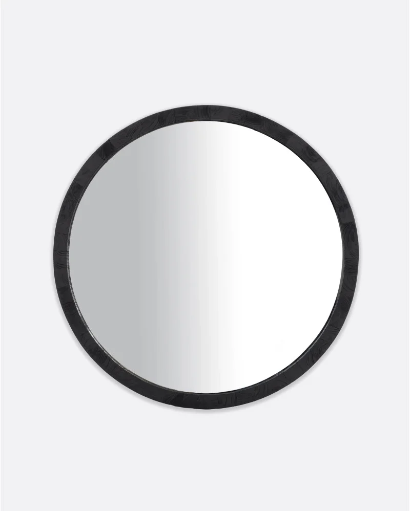 ESFERIC mirror in recycled teak wood x thick in black colour - 331051