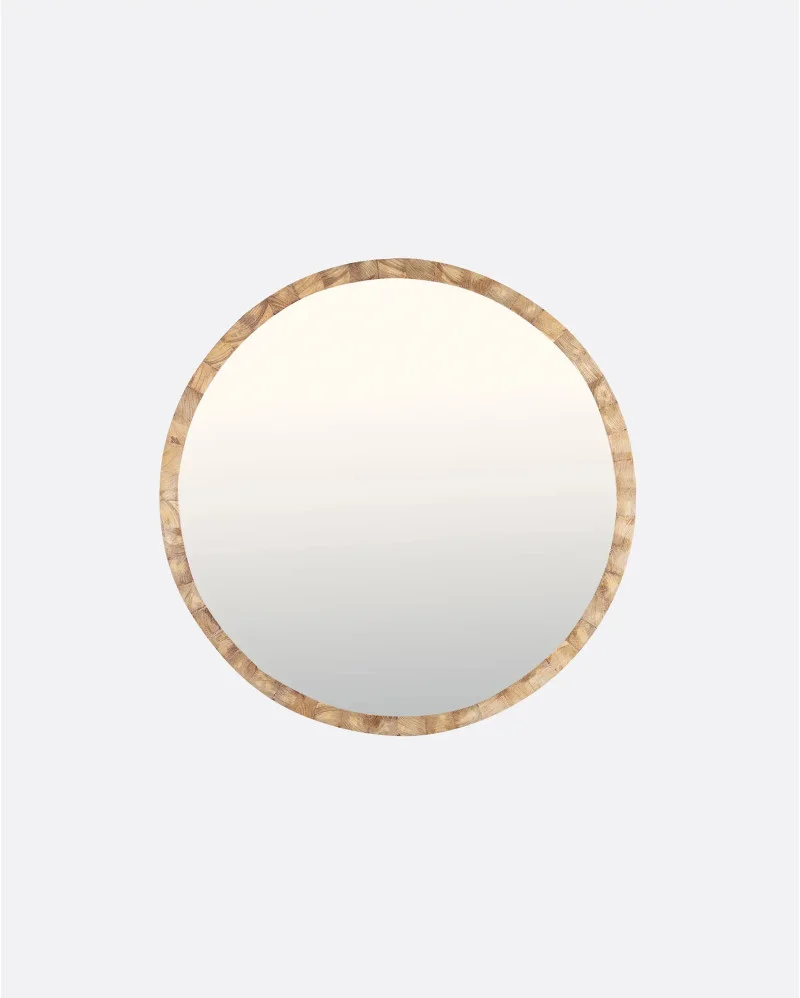 ESFERIC mirror in recycled teak wood x thick in natural colour - 331052