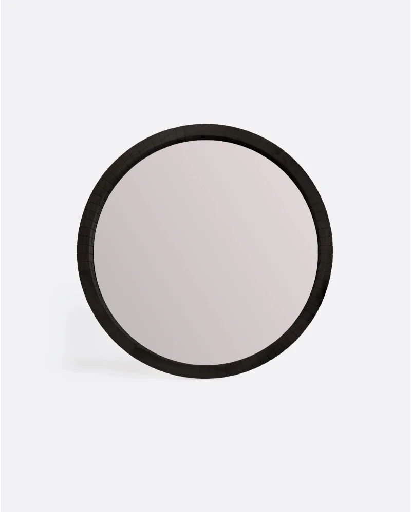 KOBE mirror in recycled teak wood height in black colour - 331102